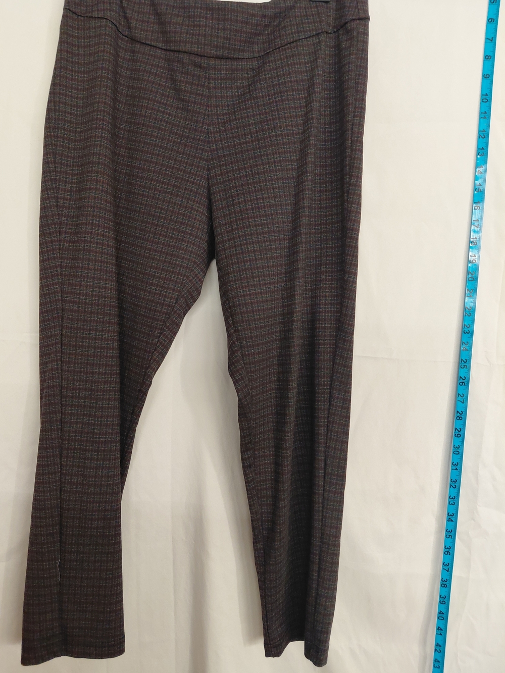 Hope And Harlow Plaid Pull-On Straight Leg Pants - Burgundy and Black XL